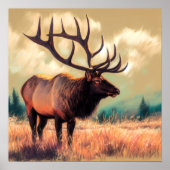 Hard Pastel Tekening Schilderij van een Elk Poster (Voorkant)