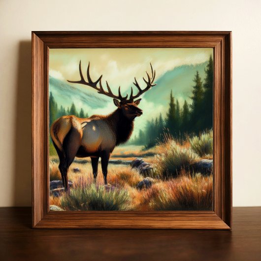 Hard Pastel Tekening Schilderij van een Elk Poster