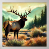 Hard Pastel Tekening Schilderij van een Elk Poster (Voorkant)