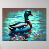Hard Pastel Tekening Schilderij van een Mallard Du Poster (Voorkant)