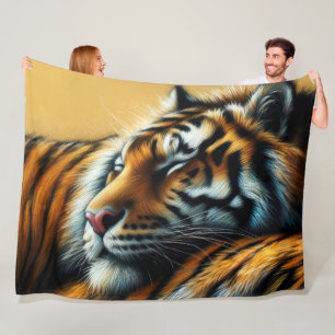 Hard Pastel tekening slapende tijger Fleece Deken