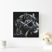 Hard Pastel Tekening Sneeuw Leopard III Vierkante Klok (Huis)