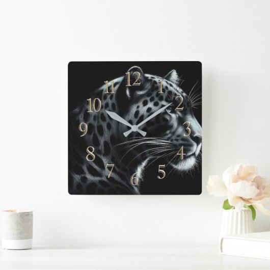 Hard Pastel Tekening Sneeuw Leopard III Vierkante Klok (Huis)