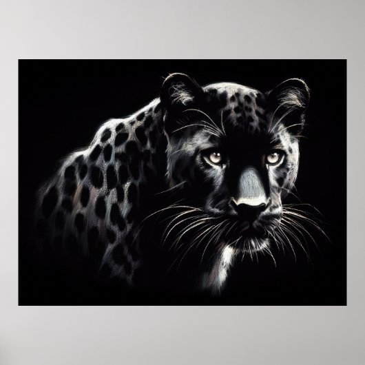 Hard Pastel Tekening Sneeuw Luipaard Poster (Voorkant)