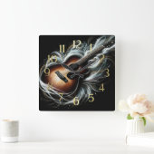 Hard Pastel Tekening Stag Akoestische Gitaar Vierkante Klok (Huis)