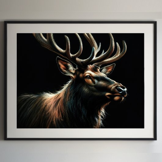 Hard Pastel Tekening Stag Elk Poster