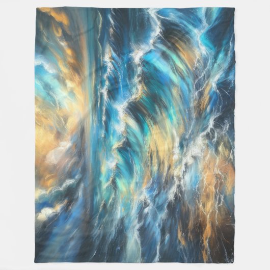 Hard Pastel Tekening Stormy Waves Fleece Deken (Voorkant)