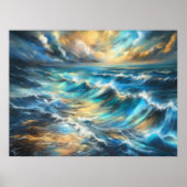 Hard Pastel Tekening Stormy Waves Poster (Voorkant)