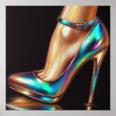 Hard Pastel Tekening Vrouw Voet Iriserende Hak Poster (Voorkant)