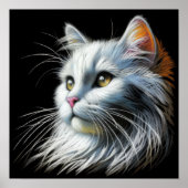 Hard Pastel Tekening Witte Kat Poster (Voorkant)