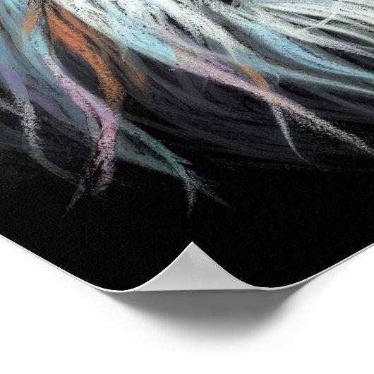 Hard pastel tekening witte tijger poster (Hoek)