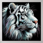 Hard pastel tekening witte tijger poster (Voorkant)