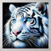 Hard pastel tekening witte tijger poster (Voorkant)