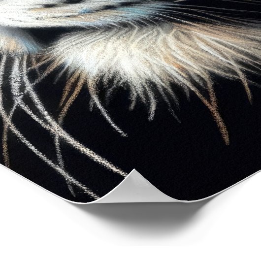 Hard pastel tekening witte tijger poster (Hoek)