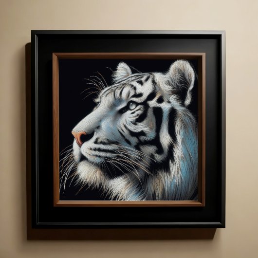 Hard pastel tekening witte tijger poster