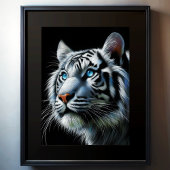 Hard pastel tekening witte tijger poster