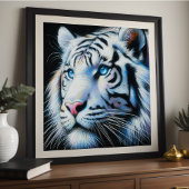 Hard pastel tekening witte tijger poster