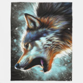 Hard Pastel Tekening Wolf Howling Fleece Deken (Voorkant)