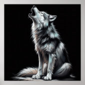Hard Pastel Tekening Wolf Howling Poster (Voorkant)