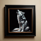 Hard Pastel Tekening Wolf Howling Poster