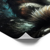 Hard Pastel Tekening Wolf Huilende Maan Poster (Hoek)