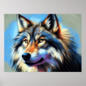 Hard Pastel Tekening Wolf Poster (Voorkant)
