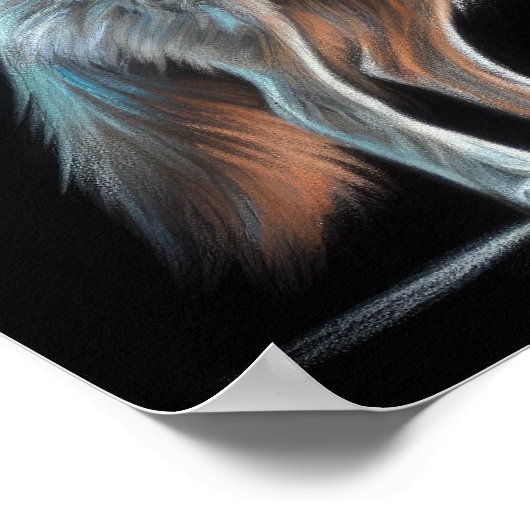 Hard Pastel Tekening Wolf Poster (Hoek)