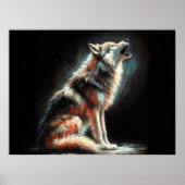 Hard Pastel Tekening Wolf Poster (Voorkant)