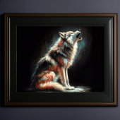 Hard Pastel Tekening Wolf Poster