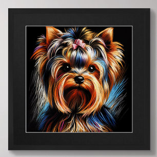 Hard Pastel Tekening Yorkshire Terrier Yorkie Pink Poster