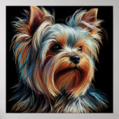Hard Pastel Tekening Yorkshire Terrier Yorkie Poster (Voorkant)