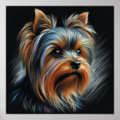 Hard Pastel Tekening Yorkshire Terrier Yorkie Poster (Voorkant)