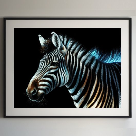 Hard Pastel Tekening Zebra Poster