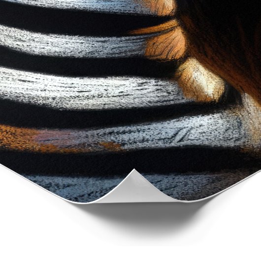 Hard Pastel Tekening Zebra Poster (Hoek)