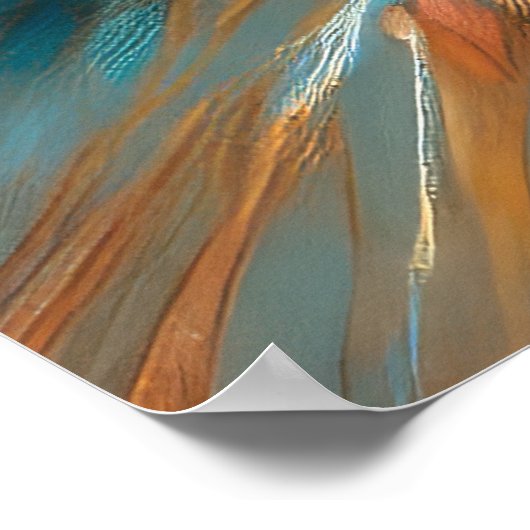 Hard Pastel Tekening Zee Schildpad op Strand Poster (Hoek)