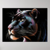 Hard Pastel Tekening Zwarte Panther II Poster (Voorkant)