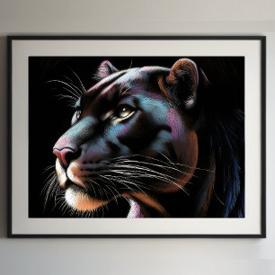 Hard Pastel Tekening Zwarte Panther II Poster
