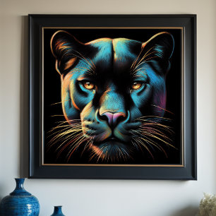 Hard Pastel Tekening Zwarte Panther Poster