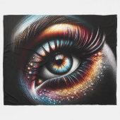 Hard Pastel Vrouw Oog met Make Up Fleece Deken (Voorkant (Horizontaal))