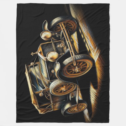 Hard Pastel Zwart Antiek Auto Fleece Deken (Voorkant)