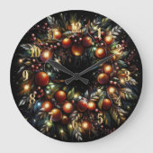 Hard Pastels Drawing Christmas Wreath Fruit Grote Klok (Voorkant)