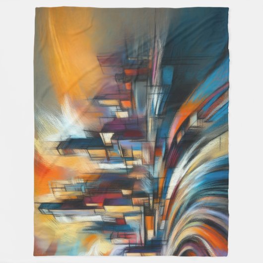 Hard Pastels Tekening Abstract Modern Cityscape Fleece Deken (Voorkant)