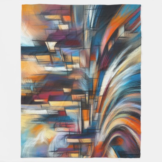 Hard Pastels Tekening Abstract Modern Cityscape Fleece Deken (Voorkant)