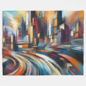 Hard Pastels Tekening Abstract Modern Cityscape Fleece Deken (Voorkant (Horizontaal))
