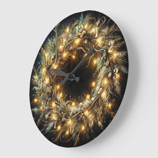 Hard Pastels Tekening Kerstmis Krans Geel Grote Klok (Hoek)