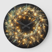 Hard Pastels Tekening Kerstmis Krans Geel Grote Klok (Voorkant)