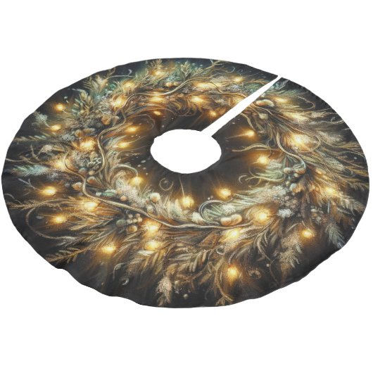 Hard Pastels Tekening Kerstmis Krans Geel Kerstboom Rok (Gekanteld)