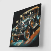 Hard pasteltekening antieke auto vierkante klok (Hoek)