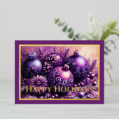 Hard pasteltekening Kerstmotief Feest Paars Folie Feestdagenkaart (Staand Voorkant)