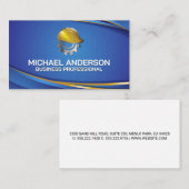 Hard pet Gear Construction Logo | Blauwe achtergro Visitekaartje (Voorkant / Achterkant)